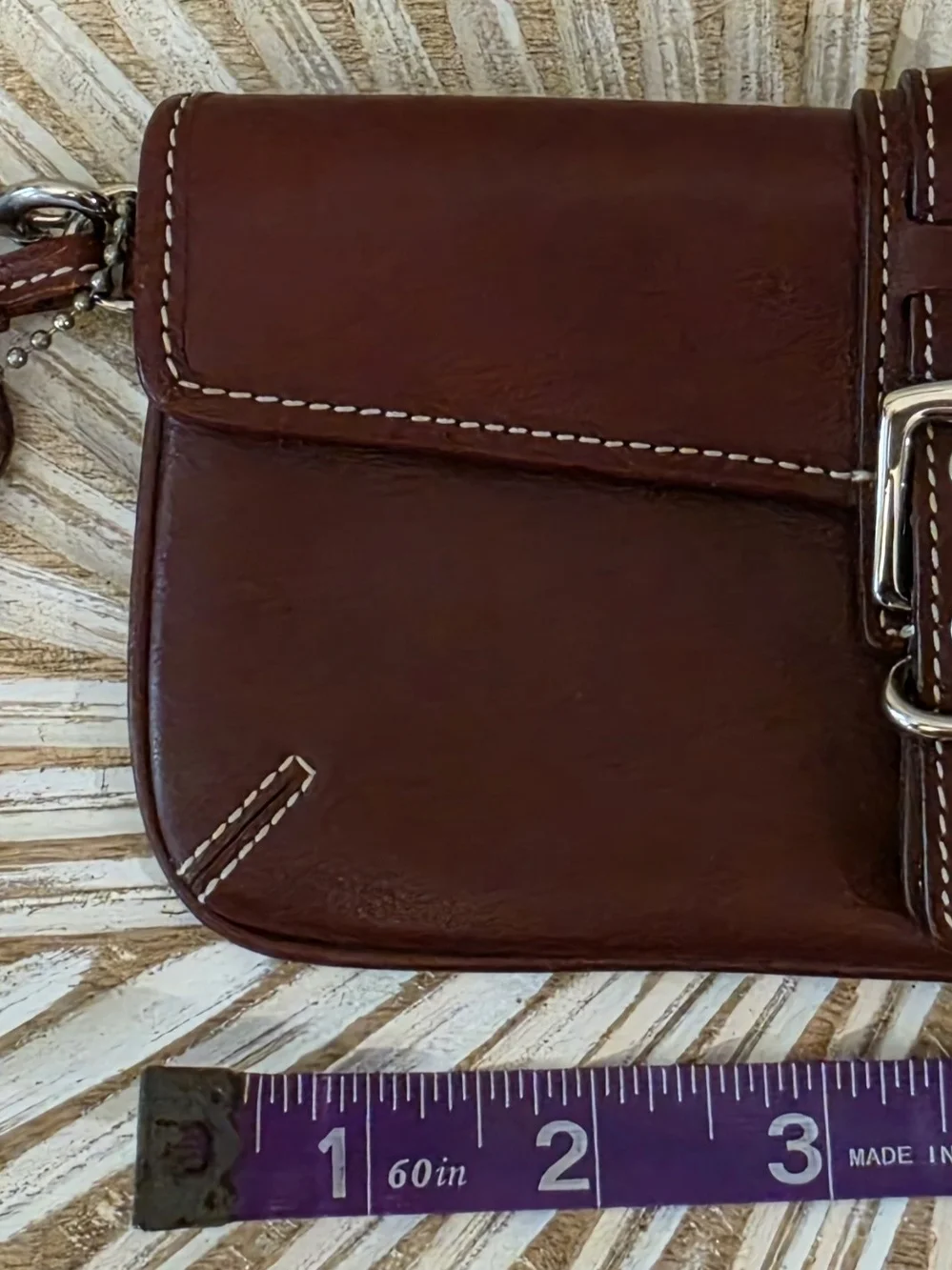 Coach Leather Buckle-Front Wristlet